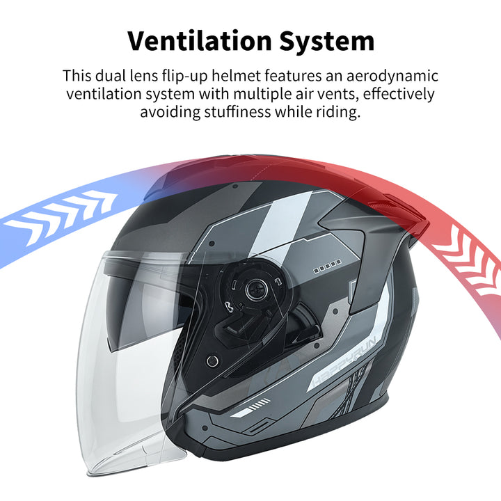 HappyRun Double-lens Dirt Bike Helmet