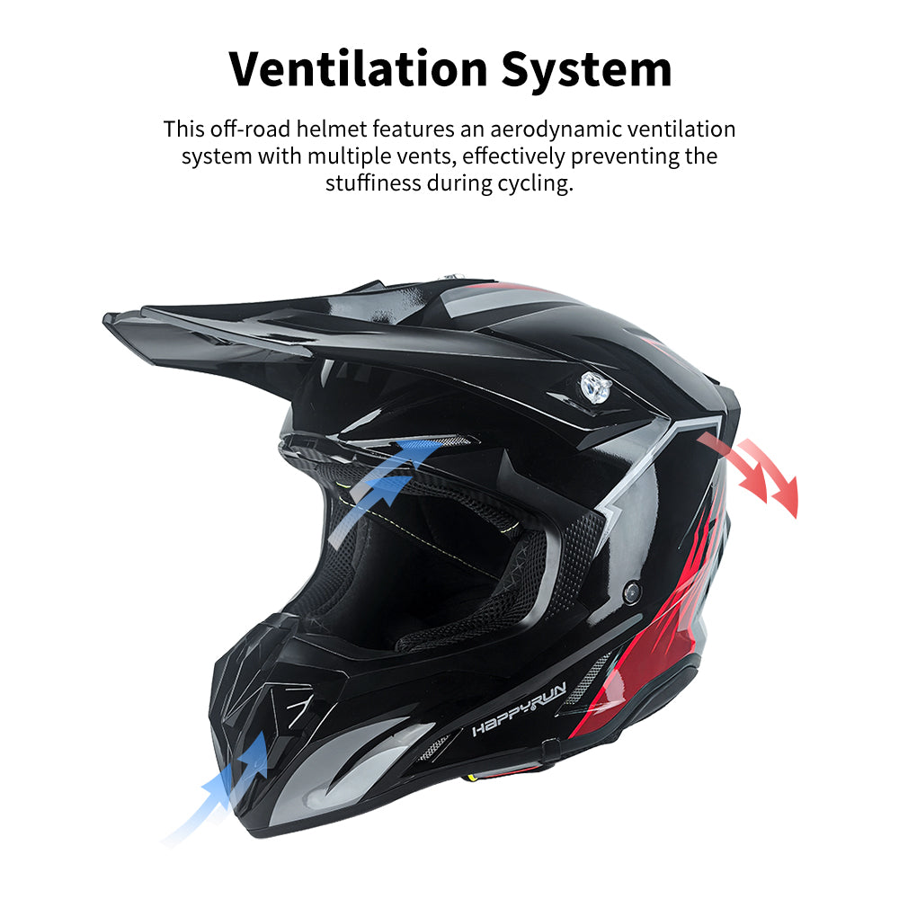 HappyRun Off-Road Dirt Bike Helmet with Goggles- Full Face Trail Helmet
