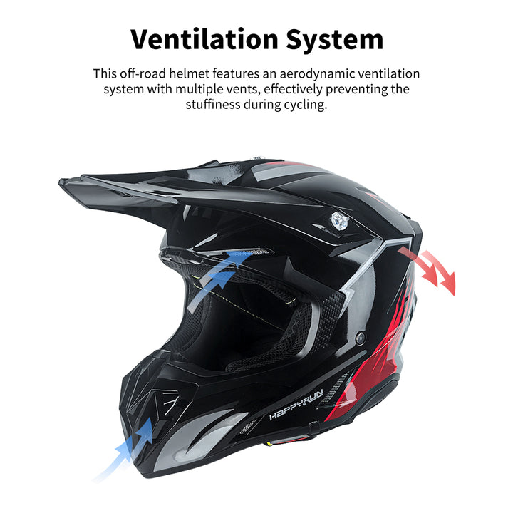HappyRun Off-Road Dirt Bike Helmet with Goggles- Full Face Trail Helmet