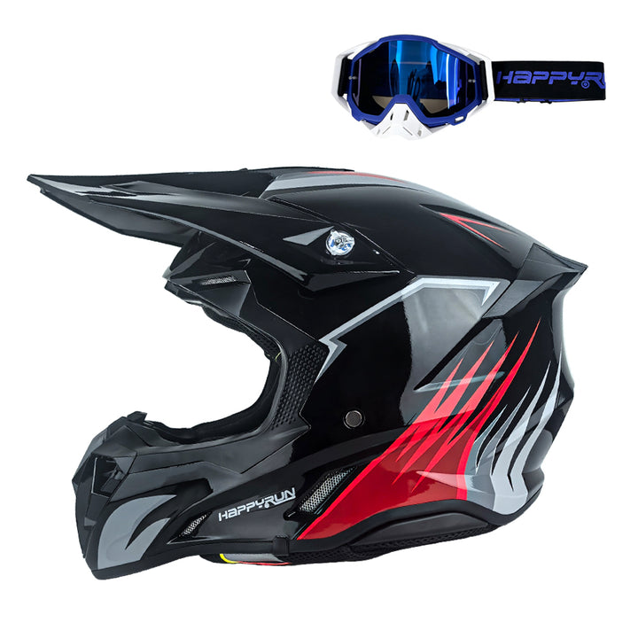 HappyRun Off-Road Dirt Bike Helmet with Goggles- Full Face Trail Helmet